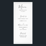 Enkel Elegance Bröllop Menu Reklamkort<br><div class="desc">Enkelt och elegant bröllop inställt i vitt och grått-toner.</div>