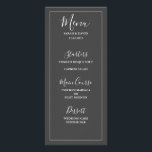 Enkel Elegance Bröllop Menu Reklamkort<br><div class="desc">Enkelt och elegant bröllop inställt i vitt och grått-toner.</div>