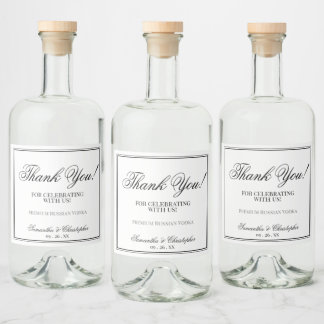 Enkel elegance Bröllop Tack Black & White Spritflaskor Etikett