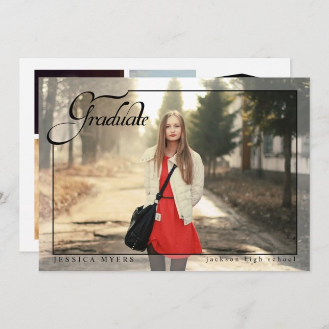 Enkel elegance, fotoutannonser i Studenten Inbjudningar (Fram/baksida)