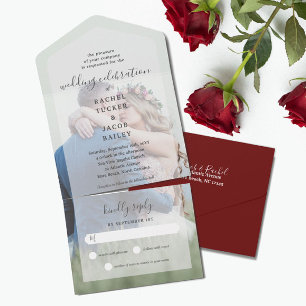 Enkel Elegance Fullt-Photo Burgundy Red Bröllop