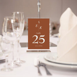 Enkel elegance Löv Monogram Chic Bröllop Bordsnummer