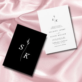 Enkel elegance Löv Monogram Chic Bröllop Inbjudningar