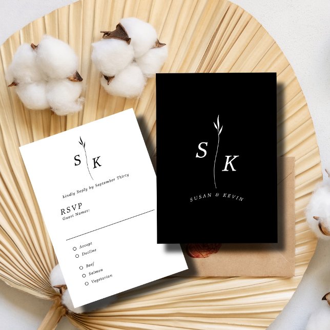 Enkel elegance Löv Monogram Chic Bröllop OSA Kort (Skapare uppladdad)