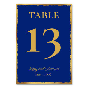 Enkel Elegance Personlig Royal Blue Guld Kant Bordsnummer