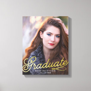 Enkel Elegance Photo Studenten Guld-skript Canvastryck