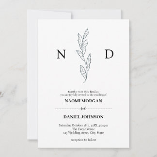 Enkel elegans botanisk monogram modern inbjudningar