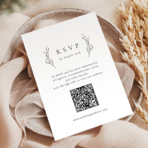 Enkel elegans, botaniskt grönt QR-kod bröllop