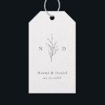 Enkel elegans, botaniskt löv monogram bröllop presentetikett<br><div class="desc">Monogrammad initialer och elegant-hand illustrerade botaniskt löv i svartvitt,  och elegant och typsnitt i svartvitt,  vitt,  enkelt och lyxt. Underbart tack för att du föredrar klistermärken för det moderna klassiska bröllop,  det enkla formella bröllop,  elegant botaniska trädgårdsbröllop. Visa alla matchande delar i samlingen.</div>