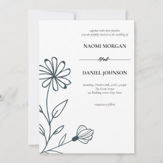 Enkel elegans botaniskt monogram inbjudningar