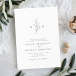 Enkel elegans, botaniskt monogram, rustik bröllop inbjudningar<br><div class="desc">Minimalistisk svartvit bröllopsinbjudan,  med ditt monogrammade initialer och handillustrerade botaniskt löv överst,  visas dina händelsedetaljer nedan i modernt skript och klassiskt teckensnitt. Enkel och lyx. Underbar för det moderna klassiska bröllop,  rent formellt bröllop,  elegant botaniskt trädgårdsbröllop. Visa alla matchande delar i samlingen.</div>