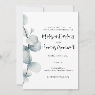 Enkel elegans - Eucalyptus - Bröllopsinbjudningar Inbjudningar