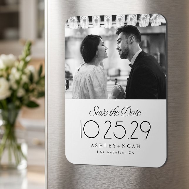 Enkel Elegans Klassisk Skript Bröllopsfoto  Magnet (Simple Elegance Classy Script Photo Wedding Magnet)