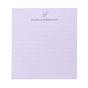Enkel Elegans Lila Monogram Linjerad Anteckningsblock
