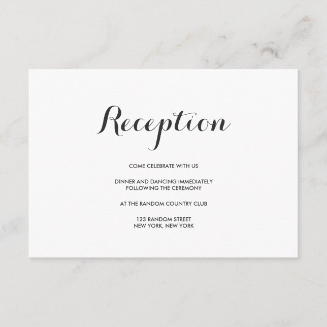 Enkel Elegans | Moderna Bordskyltar för Bröllop Tilläggskort (Framsida)