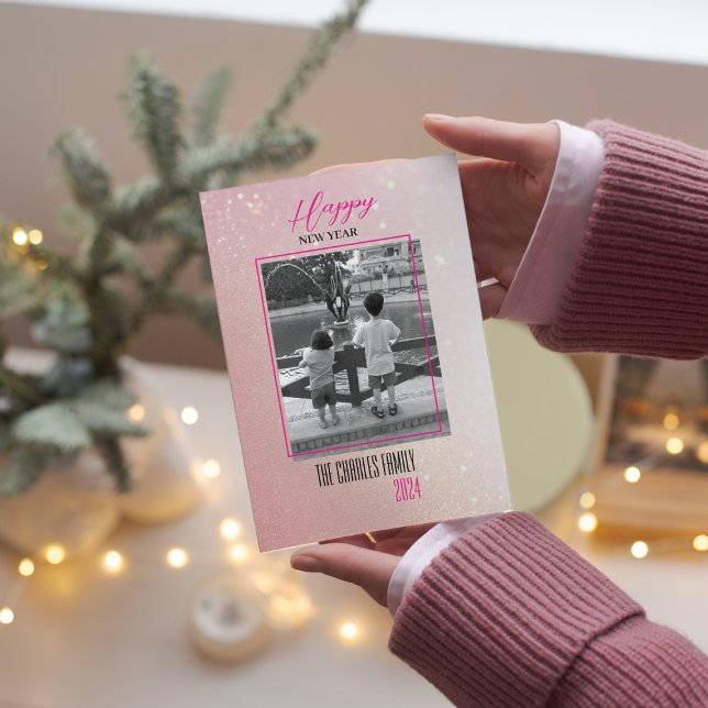 Enkel elegans Nyår foto  Julkort (Skapare uppladdad)