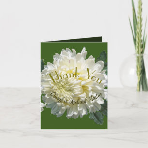 Enkel Elegans Vit Blommande Chrysanthemum Bröllop Tack Kort
