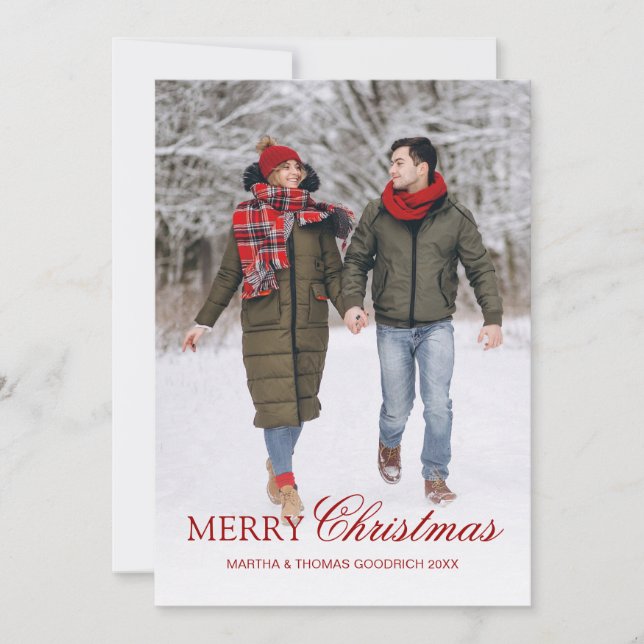 Enkel Elegant 1 Photo White Gradient-jul Julkort (Framsida)