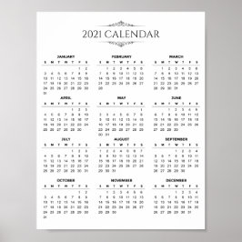 Enkel Elegant 2021-kalender | POSTER