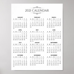 Enkel Elegant 2021-kalender   POSTER