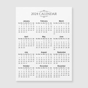 Enkel Elegant 2024-kalender Magnetkort