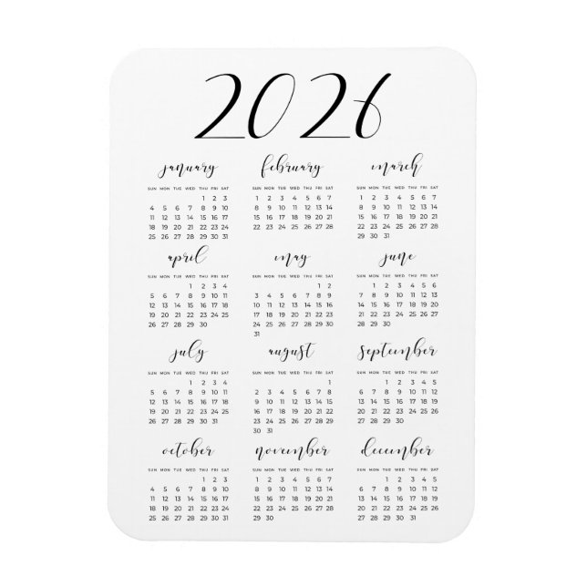 Enkel elegant 2025-kalender magnet (Vertikal)