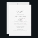 Enkel Elegant 21:a födelsedagsöverraskningen Party Inbjudningar<br><div class="desc">En vanlig,  handdragen botanisk spritdryck kombinerar med hårketografi och traditionell typografi för att skapa en fusionskonstruktion som en man eller kvinna skulle kunna använda sig av. Mörk grått-text på vitt är perfektens val för vilken säsong som helst.</div>
