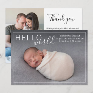 Enkel Elegant 2 Foto Förlossningskungörelse Julkort