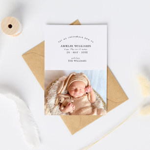 Enkel Elegant 2 Foton Nyfödd bebis-meddelande Tack Kort