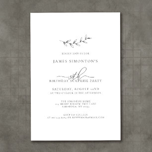 Enkel Elegant 30års födelsedag Surprise Party Inbjudningar