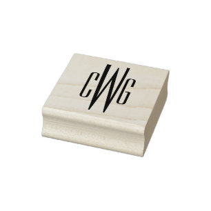 Enkel Elegant 3 Initial Bokstav Monogram #4 Stämpel