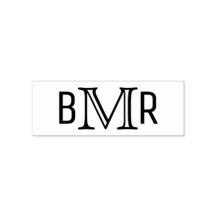 Enkel Elegant 3 Initial Bokstav Monogram MF #4B Självfärgande Stämpel