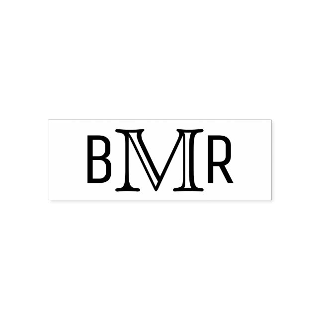 Enkel Elegant 3 Initial Bokstav Monogram MF #4B Självfärgande Stämpel (Design)
