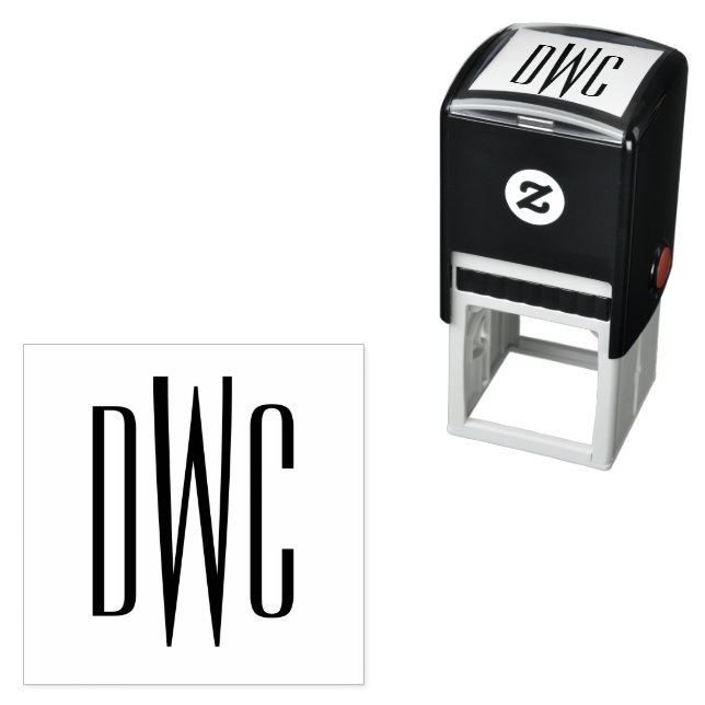 Enkel Elegant 3 Initial Brev Monogram #8-relief Självfärgande Stämpel (In Situ)