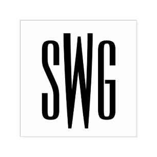Enkel Elegant 3 Initialbokstav Monogram #8BSt3 Självfärgande Stämpel