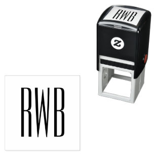 Enkel Elegant 3 Initialbokstav Monogram #8D Självfärgande Stämpel