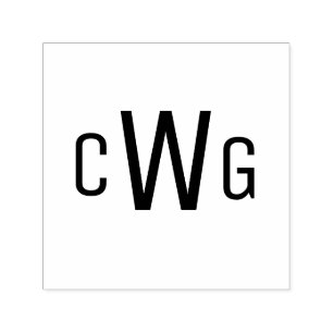 Enkel Elegant 3 Initialbokstavsmonogram #1 Självfärgande Stämpel