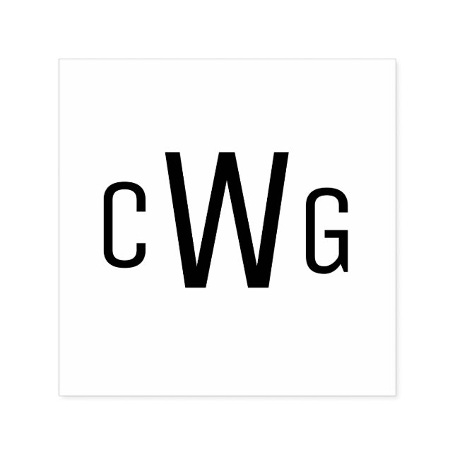 Enkel Elegant 3 Inledande Brev Monogram #1 Självfärgande Stämpel (Design)