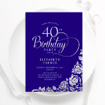 Enkel Elegant 40:e födelsedagen Lila Ro Silver Inbjudningar<br><div class="desc">Enkel inbjudan till 40-dagars festfest i lila och silver i elegant. Klassdesign med ro,  faux silver-folie och typsnitt för typsnitt. Trendig inbjudan-kortets perfekt för en snyggt kvinnlig dag firande. Anpassa med dina egna detaljer. Kan anpassas till vilken ålder som helst. Skrivna Zazzle-inbjudningar eller digital utskrivbar mall för omedelbar nedladdning.</div>
