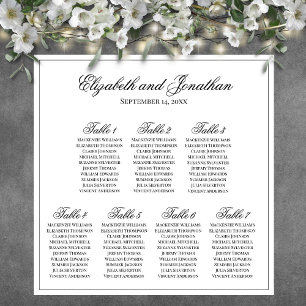 Enkel Elegant 7 Bord Bröllopsplatskarta Poster