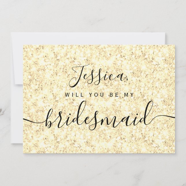 Enkel Elegant Aesthetic Glitter my bridesmaid Inbjudningar (Framsida)