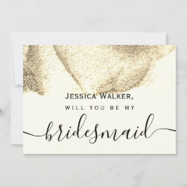 Enkel Elegant Aesthetic Glitter my bridesmaid Inbjudningar