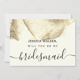 Enkel Elegant Aesthetic Glitter my bridesmaid Inbjudningar