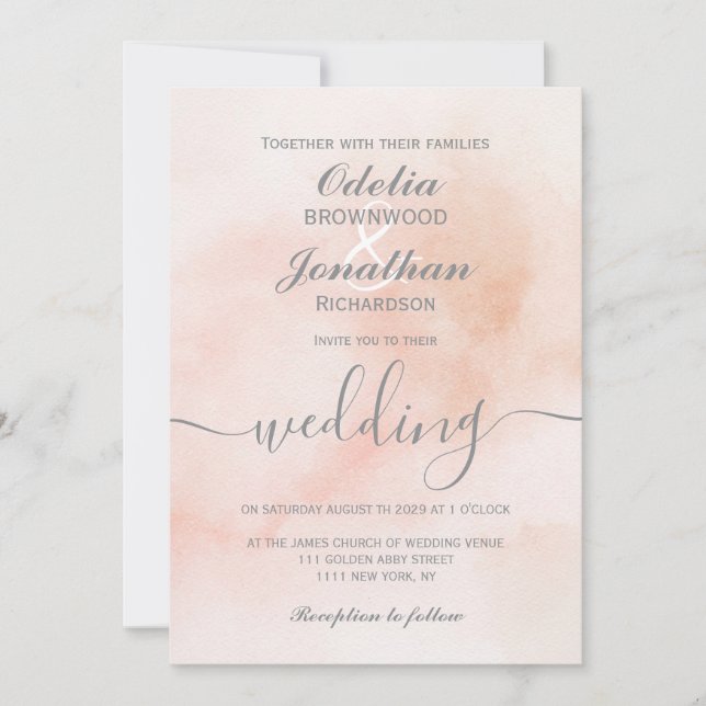 Enkel Elegant Aesthetic Watercolor Bröllop Inbjudningar (Framsida)