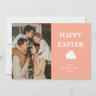 Enkel Elegant Ägg Glad Påsk Familjefoto Julkort