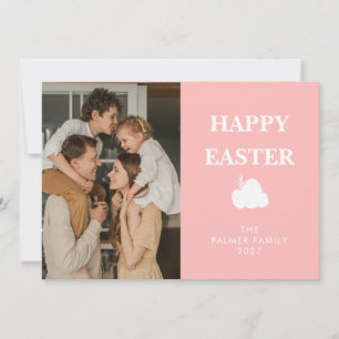 Enkel Elegant Ägg Glad Påsk Familjefoto Julkort