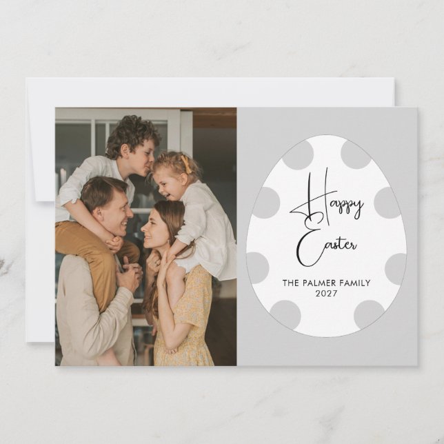 Enkel Elegant Ägg Glad Påsk Familjefoto Julkort (Framsida)