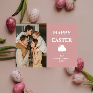 Enkel Elegant Ägg Glad Påsk Familjefoto Julkort
