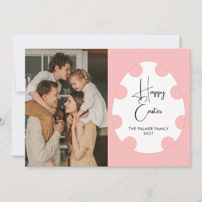 Enkel Elegant Ägg Glad Påsk Familjefoto Julkort (Framsida)