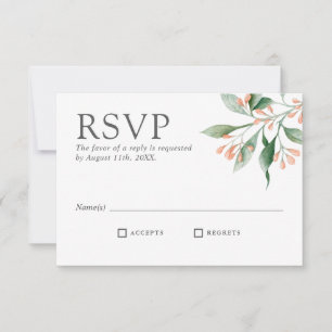 Enkel Elegant Akvarell Blommig Bröllops RSVP OSA Kort